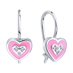 Cercei p-u copii din argint  cu pietre Cubic Zirconia Incolor, Emailare