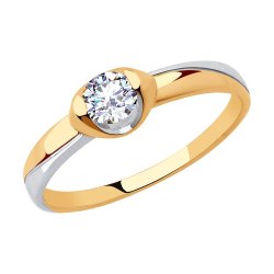 Inel din aur roșu cu pietre Cubic Zirconia Incolor