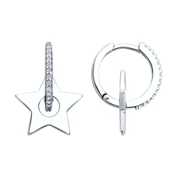 Cercei Creole din argint  cu pietre Cubic Zirconia Incolor