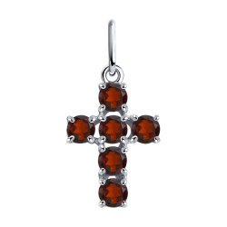 Cruce din argint  cu pietre Granat