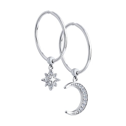 Cercei Creole din argint  cu pietre Cubic Zirconia Incolor