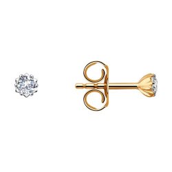 Cercei Pusete din aur roșu cu pietre Cubic Zirconia Incolor