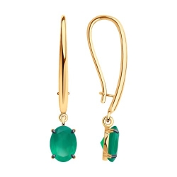 Cercei Suspendați din aur roșu cu pietre Agat verde