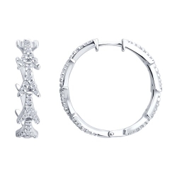 Cercei Creole din argint  cu pietre Cubic Zirconia Incolor