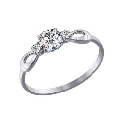 Кольцо из белого золота с камнями Swarovski