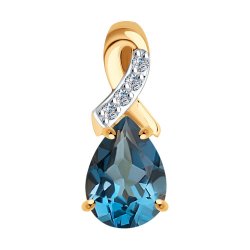 Pandantiv din aur roșu cu pietre Cubic zirconia, Topaz London
