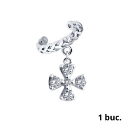 Серьга Одиночная из серебра с камнями Фианит