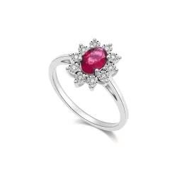 Inel din aur alb cu Diamant, Rubin