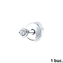 Серьга Одиночная из белого золота с камнями Бриллиант