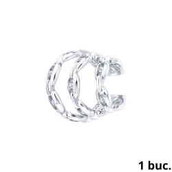 Серьга Одиночная из серебра с камнями Фианит