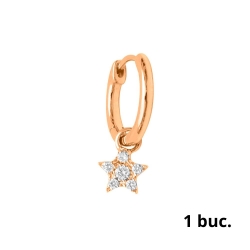 Серьга Одиночная из розового золота с камнями Бриллиант