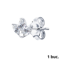 Серьга Одиночная из серебра с камнями Фианит