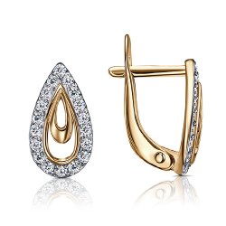 Cercei din aur roșu cu pietre Cubic Zirconia Incolor