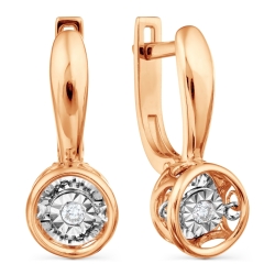 Cercei din aur roșu cu pietre Diamant