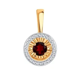 Pandantiv din aur roșu cu Cubic Zirconia Incolor, Granat