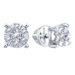 Cercei Pusete din aur alb cu Diamant