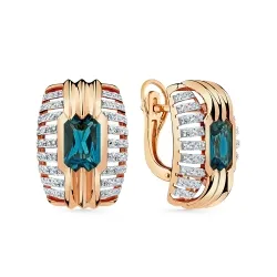 Cercei din aur roșu cu Cubic Zirconia Incolor, Topaz London