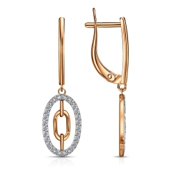 Cercei Suspendați din aur roșu cu pietre Cubic Zirconia Incolor