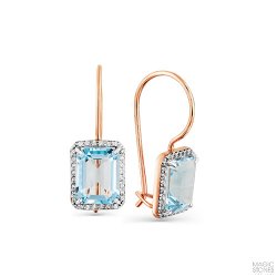 Cercei din aur roșu cu pietre Cubic Zirconia Incolor, Topaz Swiss