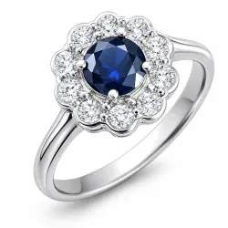 Inel din aur alb cu Diamant, Safir