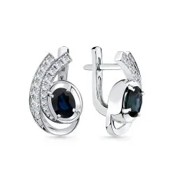 Cercei din aur alb cu Diamant, Safir