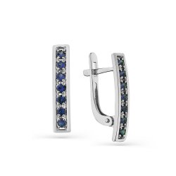 Серьги из белого золота с камнями Сапфир