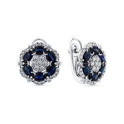Cercei din aur alb cu Diamant, Safir