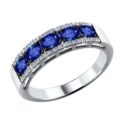 Inel din aur alb cu Diamant, Safir