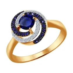 Inel din aur roșu cu Diamant, Safir