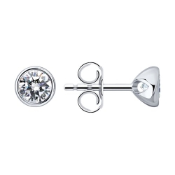 Cercei Pusete din argint  cu pietre Cubic Zirconia Incolor