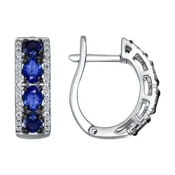 Cercei din aur alb cu Diamant, Safir