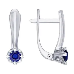 Cercei din aur alb cu Diamant, Safir