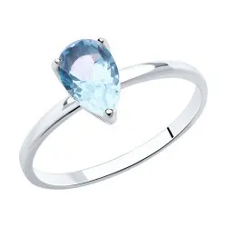 Inel din aur alb cu Topaz albastru