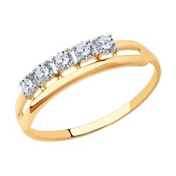 Inel din aur roșu cu pietre Cubic Zirconia Incolor