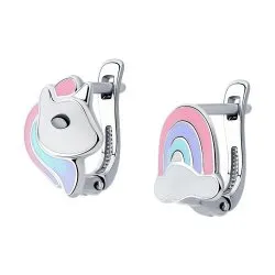 Детские серьги из серебра с камнями Эмаль