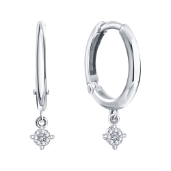 Серьги Конго из белого золота с камнями Бриллиант