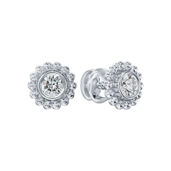 Серьги Пусеты из белого золота с камнями Бриллиант