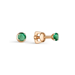 Cercei Pusete din aur roșu cu pietre Smarald