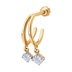 Cercel din aur roșu cu pietre Cubic Zirconia Incolor