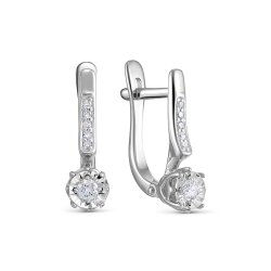 Серьги из белого золота с камнями Бриллиант
