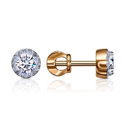 Cercei Pusete din aur roșu cu pietre Cubic Zirconia Incolor