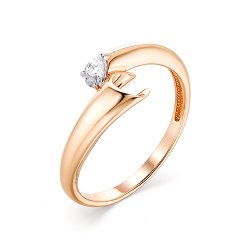 Inel din aur roșu cu pietre Cubic Zirconia Incolor