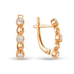 Cercei din aur roșu cu pietre Cubic Zirconia Incolor