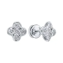 Cercei Pusete din aur alb cu Diamant