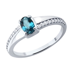 Кольцо из серебра с камнями Фианит, Топаз London