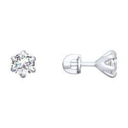 Cercei Pusete din argint  cu pietre Cubic Zirconia Incolor