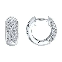 Серьги Конго из белого золота с камнями Бриллиант