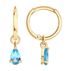 Cercei Creole din aur roșu cu pietre Topaz Swiss