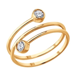 Inel din aur roșu cu Cubic Zirconia Incolor