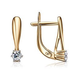 Детские серьги из красного золота с камнями Фианит